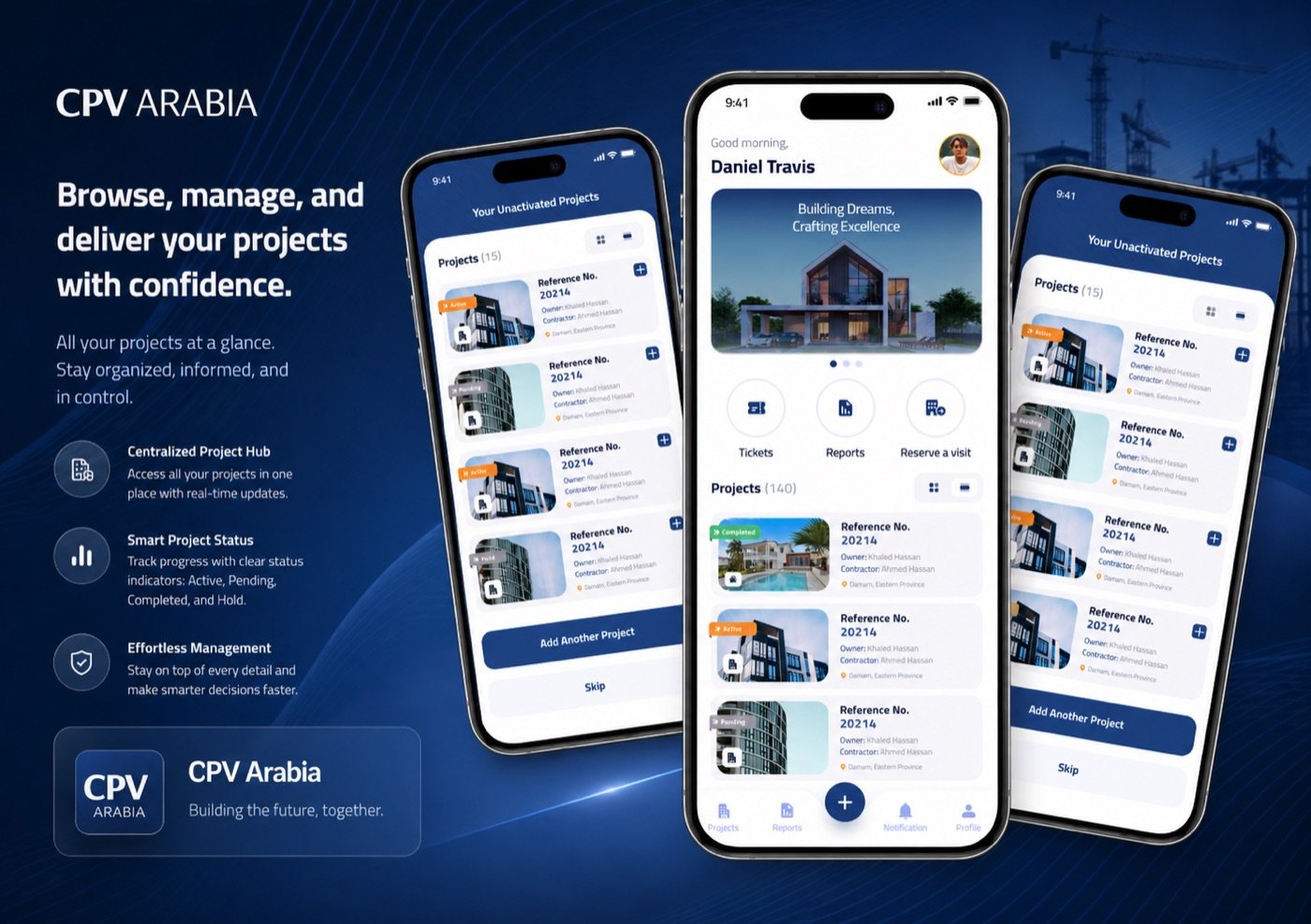 CPV Arabia mobile app visit details and roles